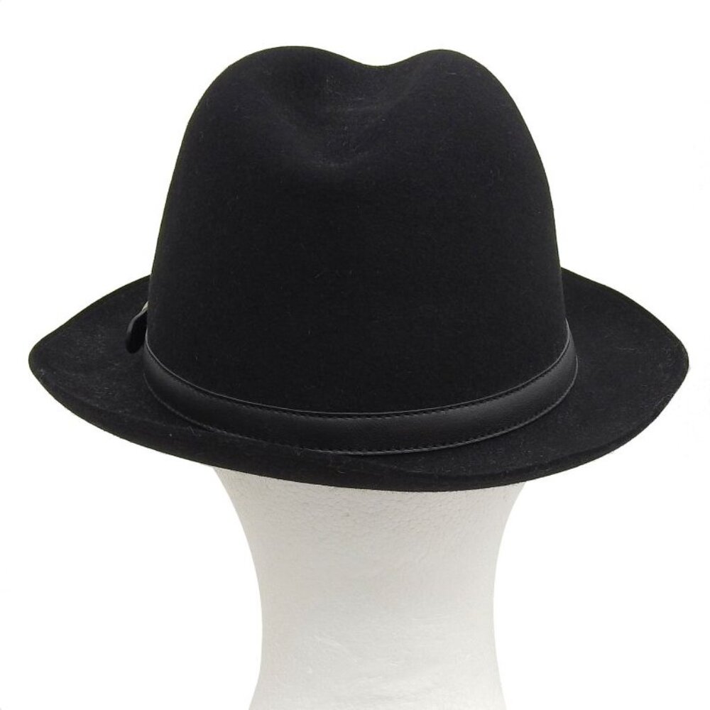 Gucci Rabbit 100% Leather Use Felt Hat Black Silver Hardware - Picture 3 of 9